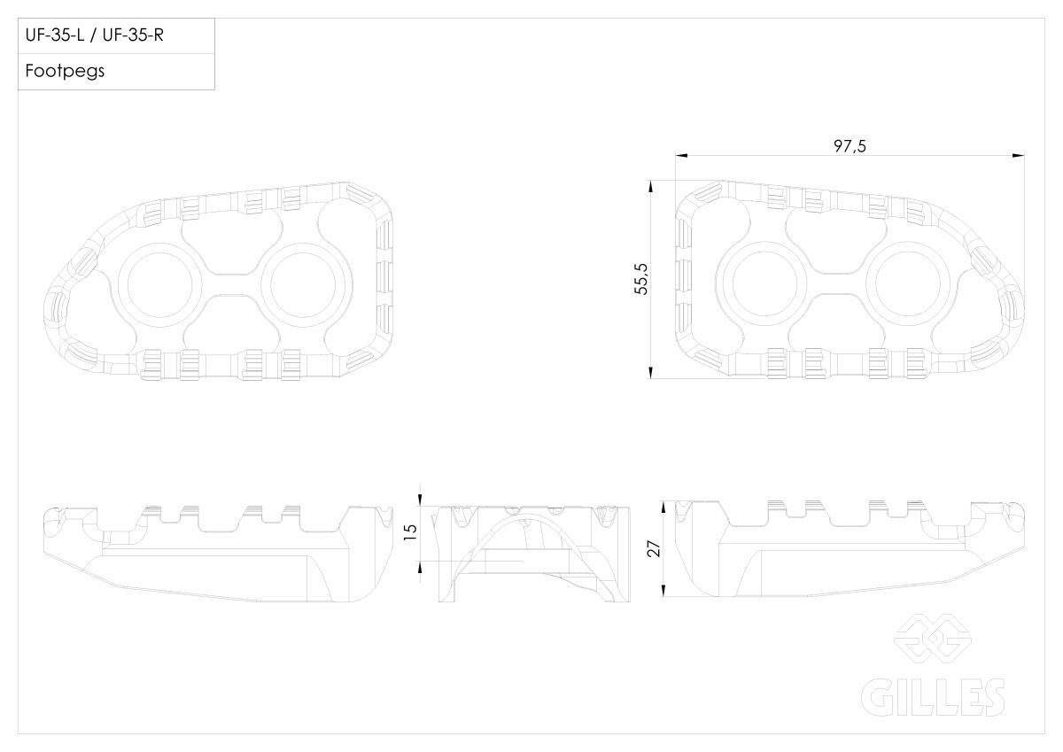 GILLES TOOLING TECH-X ENDURO FOOT PEG SET RID RGK2-B005-UF35-SET-B