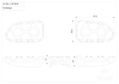 GILLES TOOLING TECH-X ENDURO FOOT PEG SET RID RGK2-B005-UF35-SET-B