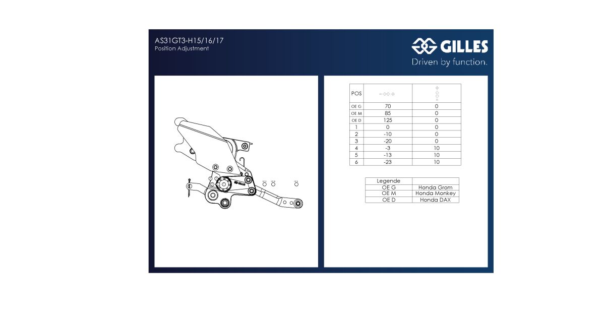 GILLES TOOLING HONDA MSX125 GROM 2022 - ADJUS AS31GT3-H16-B