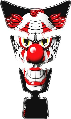 OneDesign UNIVERSAL TANK PAD - GLOSS RED/WHITE/BLACK - RED CLOWN DESIGN - 21,3 CM X 12,8 CM | 8.38" X 5.04" - CGSCLOWP