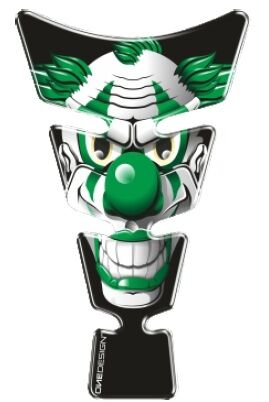 OneDesign UNIVERSAL TANK PAD - GLOSS GREEN/WHITE/BLACK - GREEN CLOWN DESIGN - 21,3 CM X 12,8 CM | 8.38" X 5.04 CGSCLOWVP