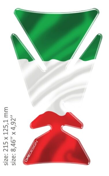 OneDesign UNIVERSAL TANK PAD - GLOSS GREEN/WHITE/RED - ITALIAN FLAG DESIGN - 21,5 CM X 12,51 CM | 8.46" X 4.92 CEFITAP