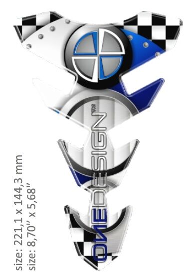 OneDesign UNIVERSAL TANK PAD - GLOSS WHITE/BLUE/BLACK - BMW DESIGN - 22,11 CM X 14,43 CM | 8.70" X 5.68" - RES CGEXS63P
