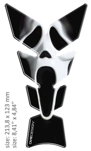 OneDesign UNIVERSAL TANK PAD - GLOSS BLACK/WHITE - SCREAM FACE DESIGN - 21,38 CM X 12,3 CM | 8.41" X 4.84" - R CGMOON2P