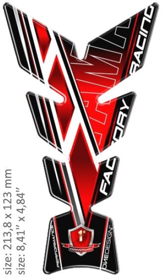 OneDesign UNIVERSAL TANK PAD - GLOSS BLACK/RED/WHITE - YAMAHA DESIGN - 21,38 CM X 12,3 CM | 8.41" X 4.84" - RE CGMOON11P