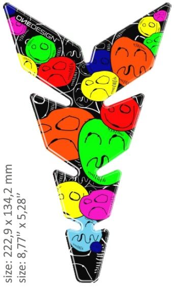 OneDesign UNIVERSAL TANK PAD - GLOSS VARICOLORED - COLORED FACES DESIGN - 22,29 CM X 13,42 CM | 8.77" X 5.28" CGMOS105P