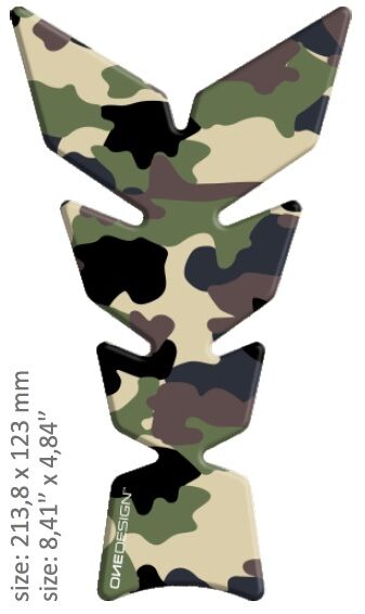 OneDesign UNIVERSAL TANK PAD - MATT GREEN/BEIGE/BLACK - CAMOUFLAGE GREEM DESIGN - 21,38 CM X 12,3 CM | 8.41" X CGAN103P