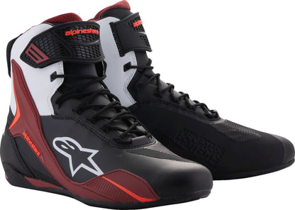 ALPINESTARS (ROAD) SHOES FASTER-4 BK/WH/DK RD 8 2510425-1299-8