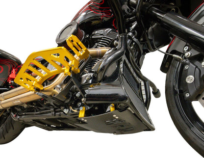 THRASHIN SUPPLY CO PLATE SKID CARBON GLOSS W/GOLD 2024 FLHX FLTRX TSC-3034-5