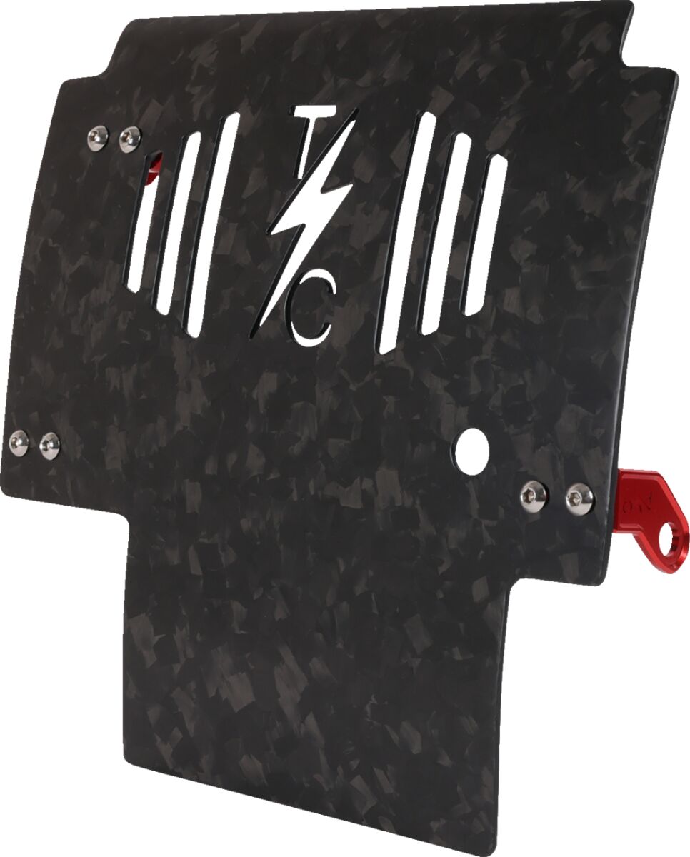 THRASHIN SUPPLY CO PLATE SKID CARBON FORGED W/RED 2024 FLHX FLTRX TSC-3035-2