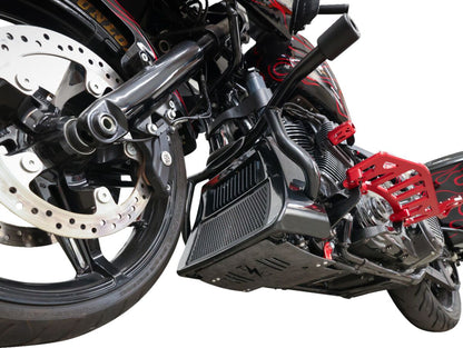 THRASHIN SUPPLY CO PLATE SKID CARBON FORGED W/RED 2024 FLHX FLTRX TSC-3035-2