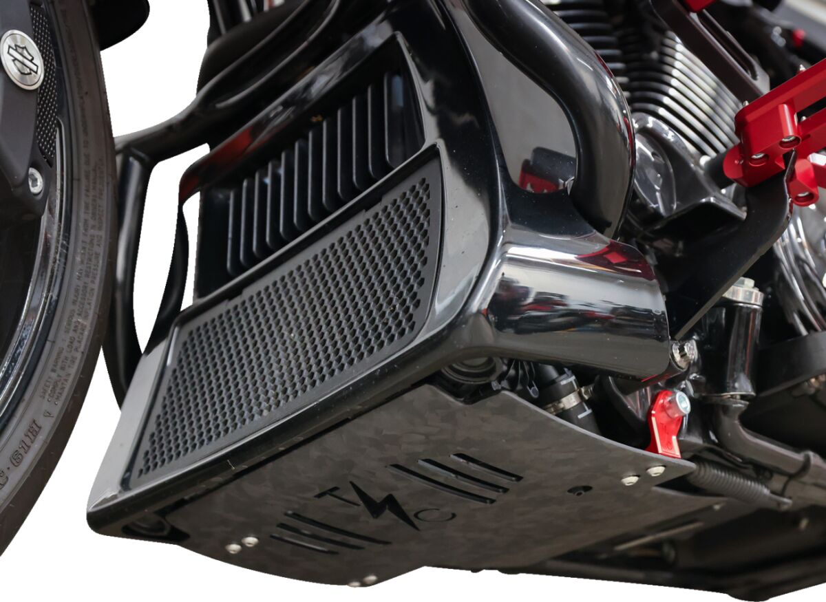 THRASHIN SUPPLY CO PLATE SKID CARBON FORGED W/RED 2024 FLHX FLTRX TSC-3035-2