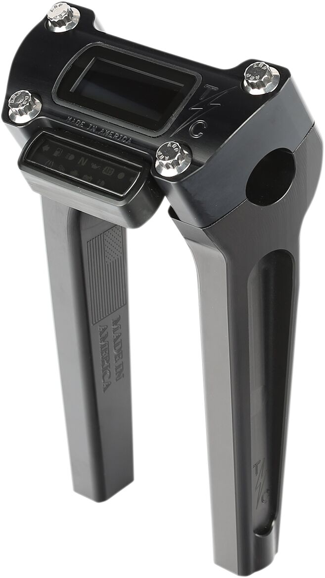 THRASHIN SUPPLY CO Black 8" Straight Handlebar Riser With Gauge Cut Out TSC-8025-1