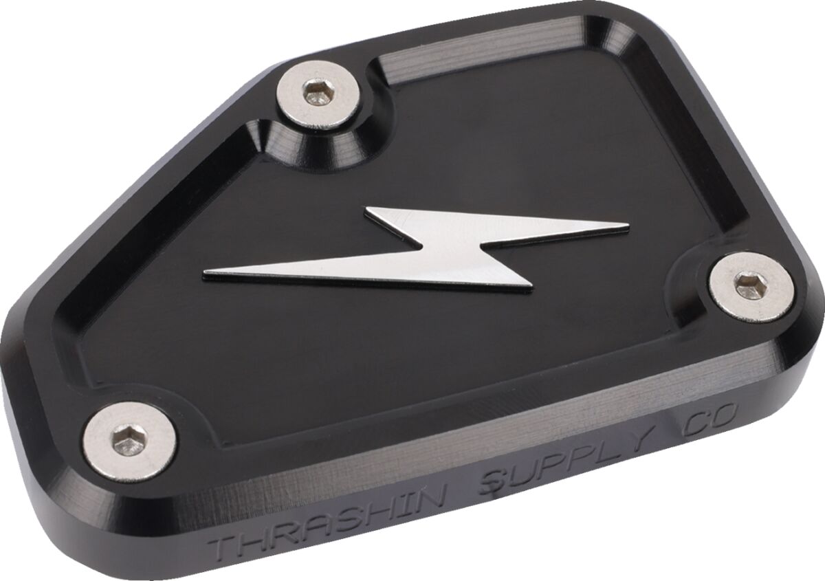 THRASHIN SUPPLY CO Master Cylinder Cover - Brake - Front - Black/Twice-Cut TSC-3178-4