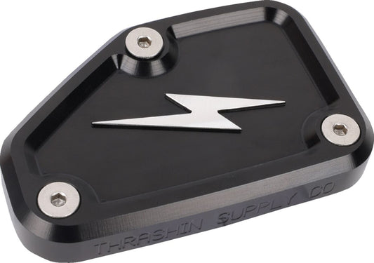THRASHIN SUPPLY CO Master Cylinder Cover - Brake - Front - Black/Twice-Cut TSC-3178-4