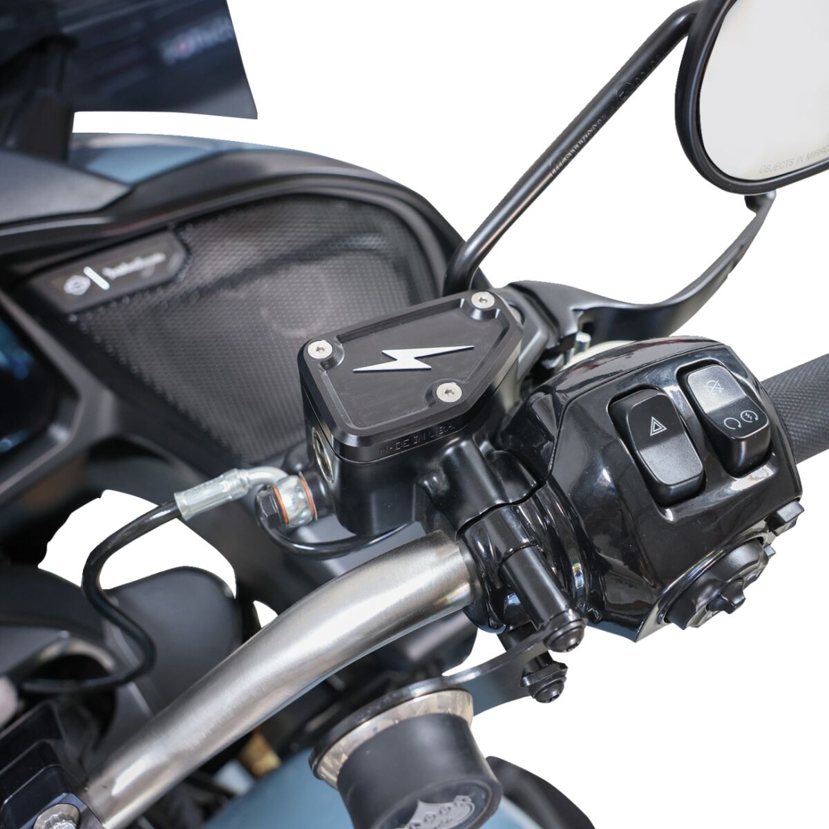 THRASHIN SUPPLY CO Master Cylinder Cover - Brake - Front - Black/Twice-Cut TSC-3178-4