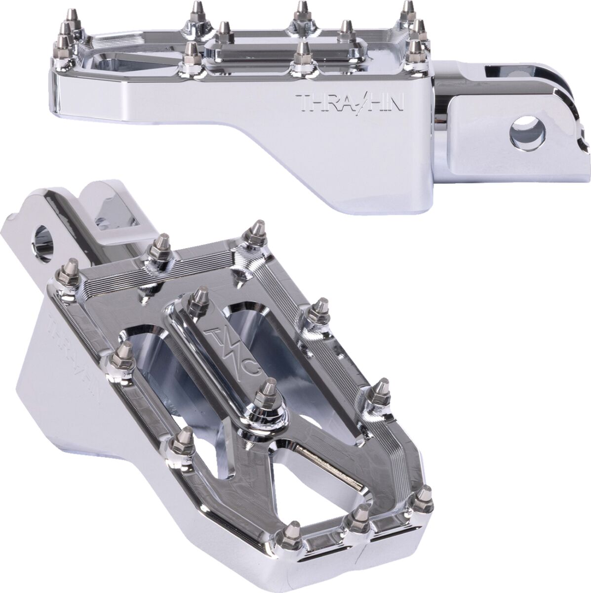 THRASHIN SUPPLY CO FOOTPEGS AGGRESSOR FRONT M8 SOFTAIL CHROME TSC-2022-3-SF