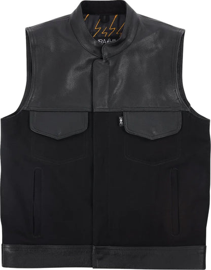 THRASHIN SUPPLY CO VEST KANAN LEATHER DENIM SMALL TMJ-13-08