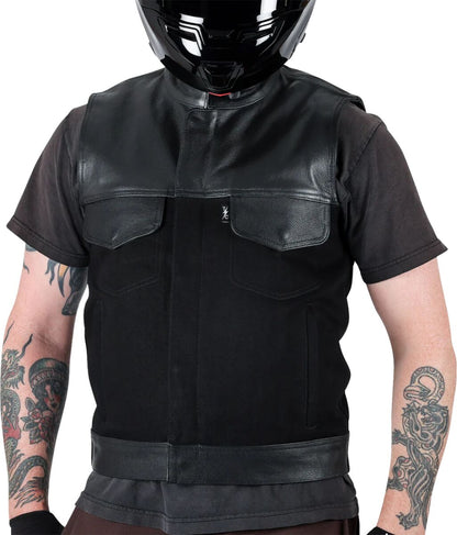 THRASHIN SUPPLY CO VEST KANAN LEATHER DENIM SMALL TMJ-13-08