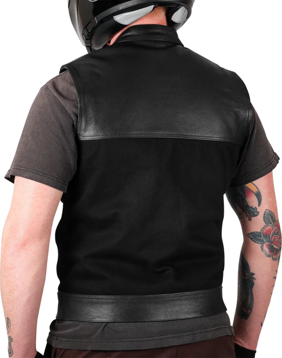 THRASHIN SUPPLY CO VEST KANAN LEATHER DENIM SMALL TMJ-13-08