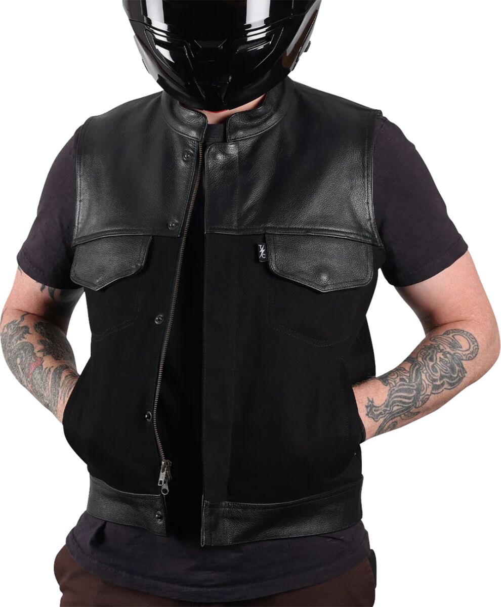 THRASHIN SUPPLY CO VEST KANAN LEATHER DENIM SMALL TMJ-13-08