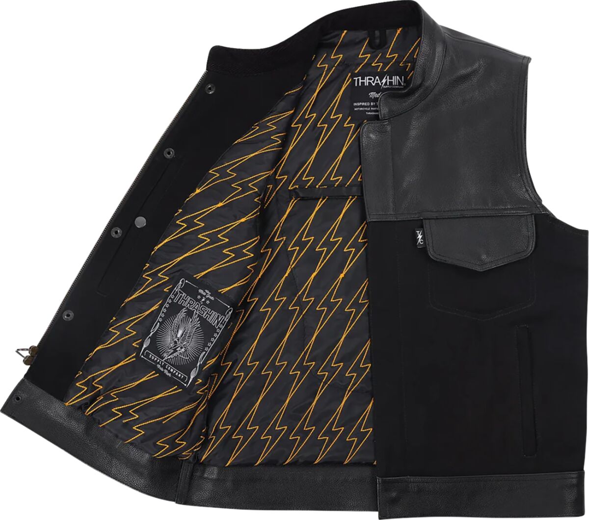 THRASHIN SUPPLY CO VEST KANAN LEATHER DENIM MEDIUM TMJ-13-09