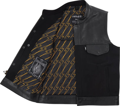 THRASHIN SUPPLY CO VEST KANAN LEATHER DENIM MEDIUM TMJ-13-09