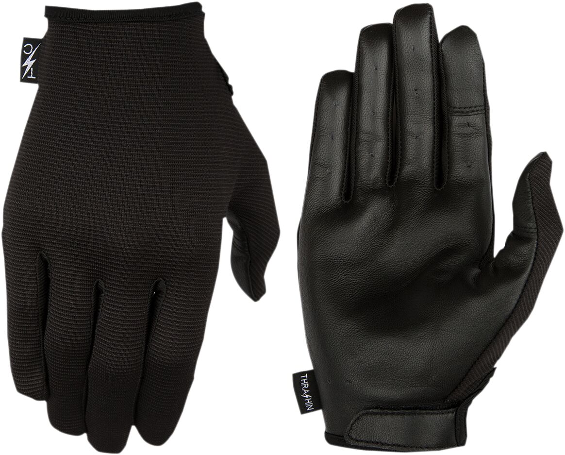 THRASHIN SUPPLY CO GLOVES STEALTH LEATHER PALM BLACK MEDIUM SLG-01-009