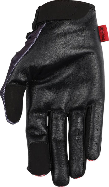 THRASHIN SUPPLY CO GLOVE FLAME STEALTH LEATHER PALM RED SMALL SV1-21-08