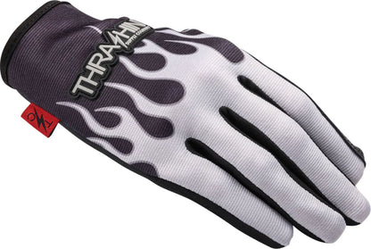 THRASHIN SUPPLY CO GLOVE FLAME STEALTH LEATHER PALM GRAY SMALL SV1-22-08