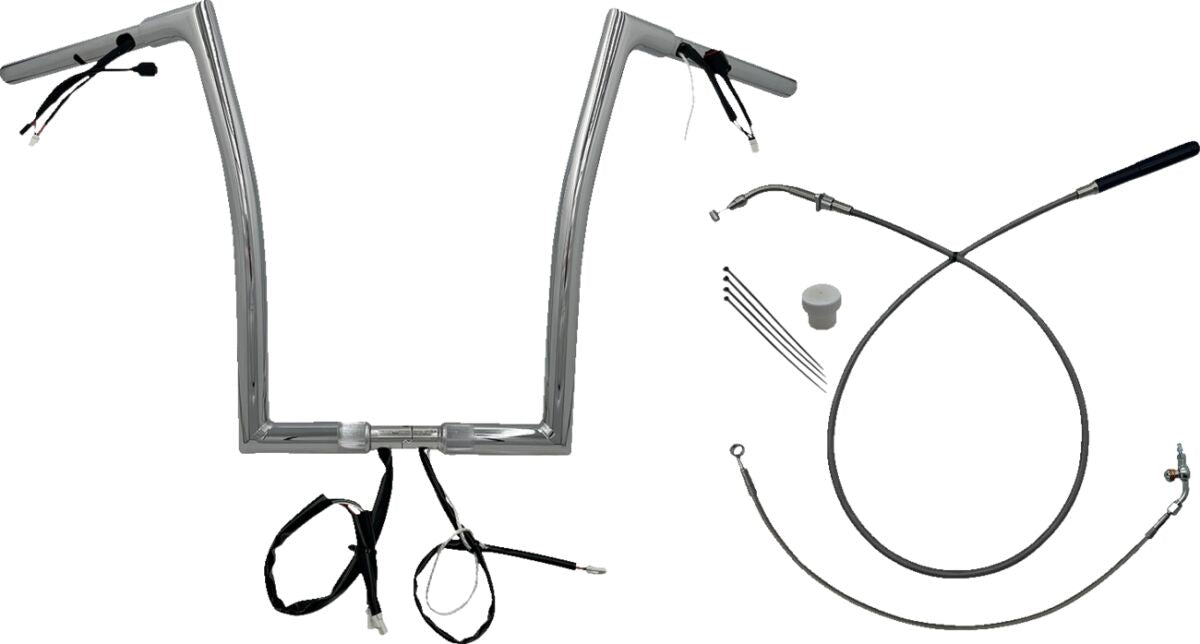 FAT BAGGERS INC HANDLEBAR KIT 16" FLTRX/SE 23-24 1.25 FLAT TOP CHROME 749916