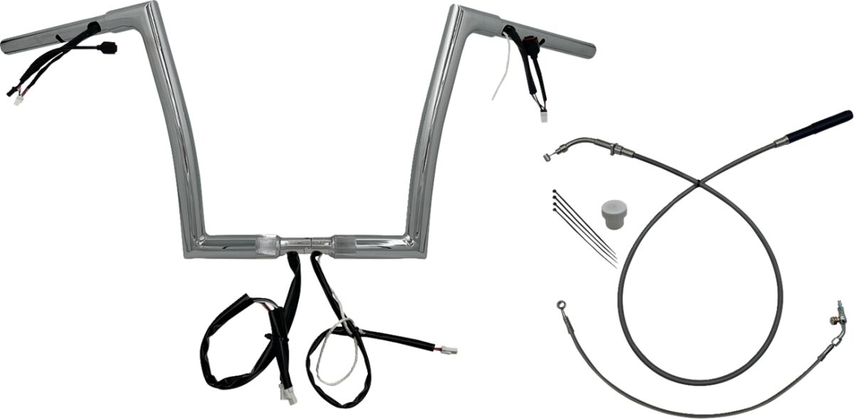 FAT BAGGERS INC H-BAR EZ INSTALL WIRED 1.25" FLAT TOP CHR 12" FLTRX, SE 749912