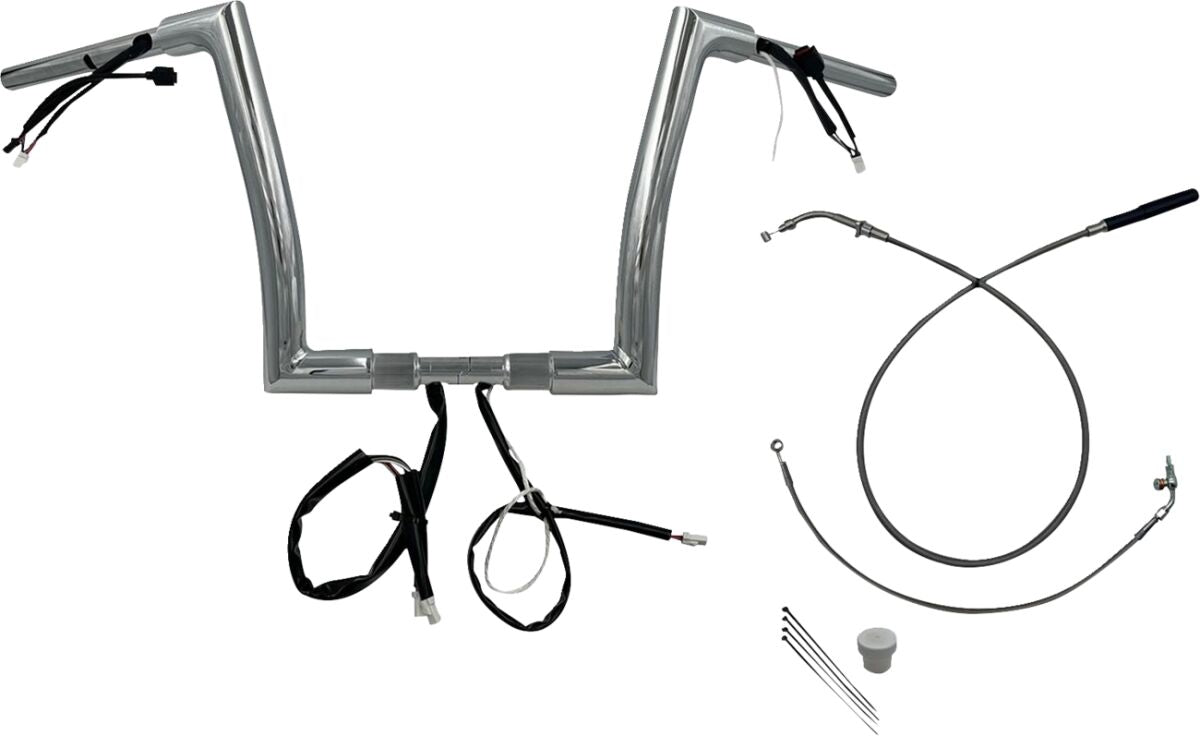FAT BAGGERS INC H-BAR EZ INSTALL WIRED 1.50" FLAT TOP CHR 12" FLTRX, SE 649912