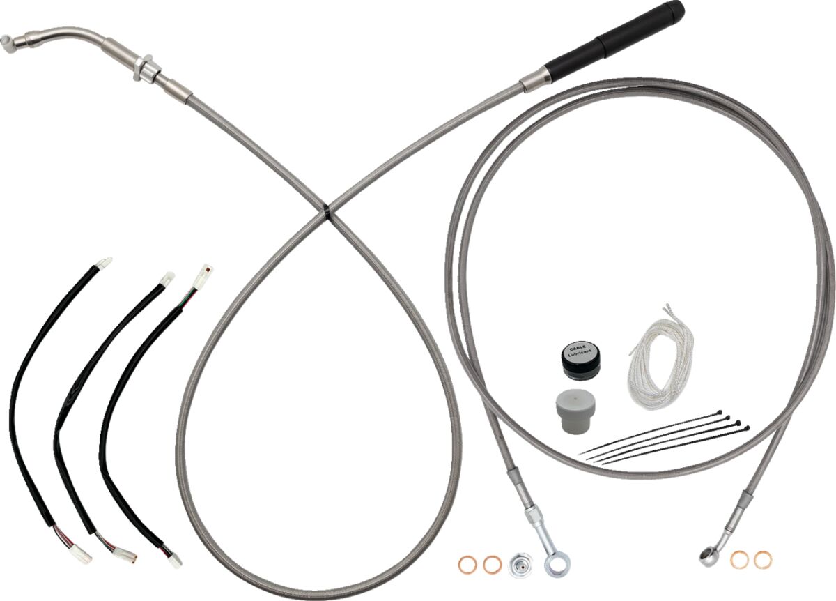 FAT BAGGERS INC EZ Install Upper Clutch Cable - 11" Handlebars - Braided Stainless Steel 249011