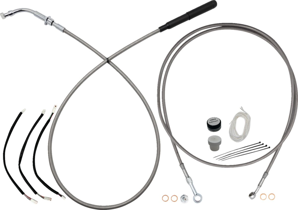 FAT BAGGERS INC EZ Install Upper Clutch Cable - 10" Handlebars - Braided Stainless Steel 249010-C