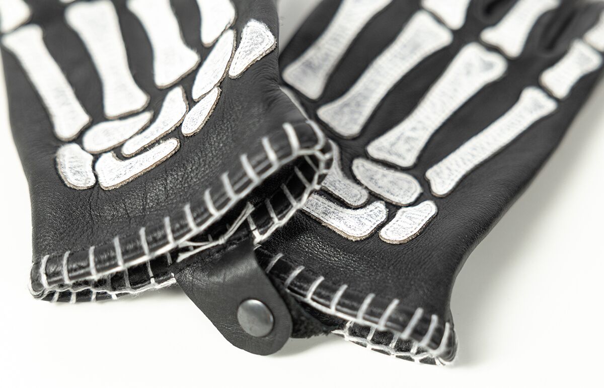 JOHN DOE GLOVE SKELETOR LEATHER BLACK/W JDG7040-M
