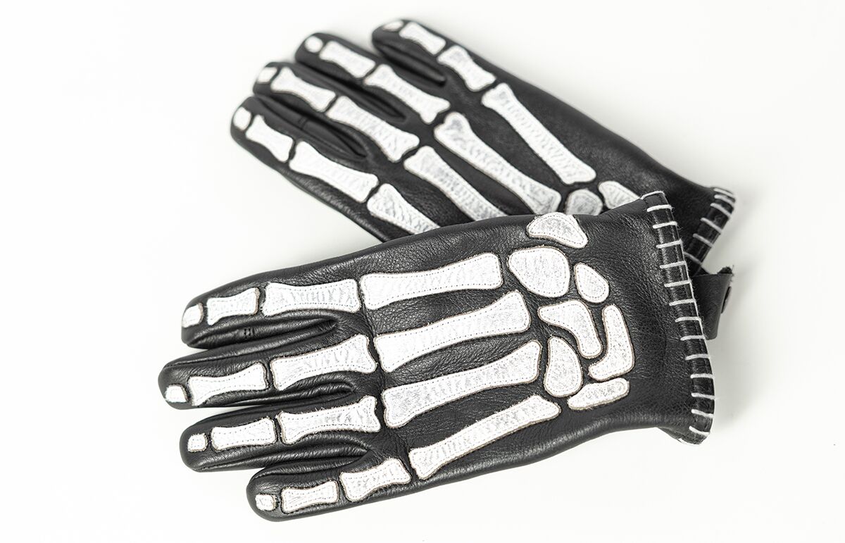 JOHN DOE GLOVE SKELETOR LEATHER BLACK/W JDG7040-M