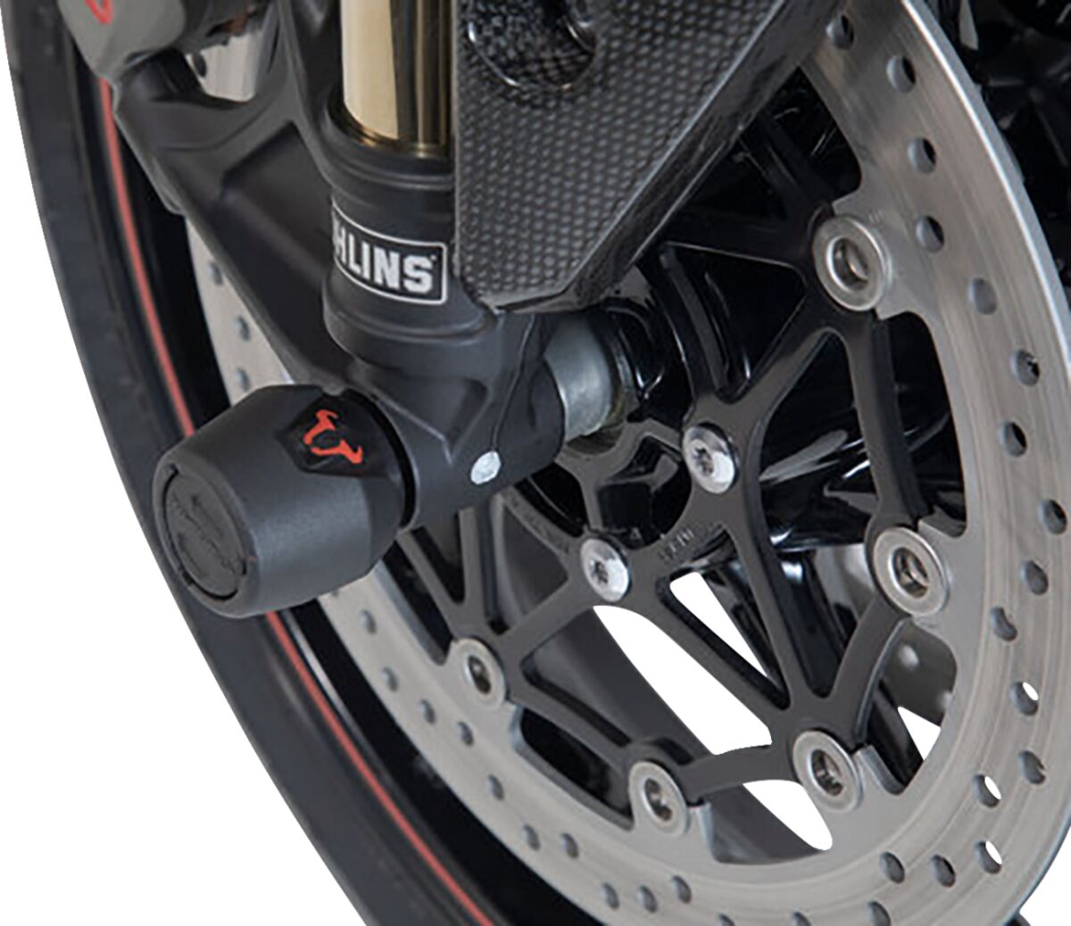 SW-MOTECH FRONT AXLE SLIDER SET BLACK Tiger 800 models / SpeedTr 1050 / Ténéré STP.11.176.10001/B