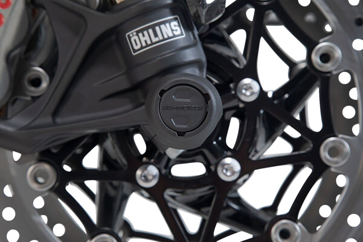 SW-MOTECH FRONT AXLE SLIDER SET BLACK Tiger 800 models / SpeedTr 1050 / Ténéré STP.11.176.10001/B
