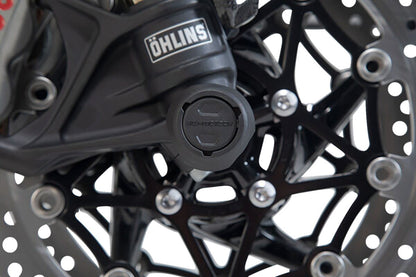 SW-MOTECH FRONT AXLE SLIDER SET BLACK Tiger 800 models / SpeedTr 1050 / Ténéré STP.11.176.10001/B