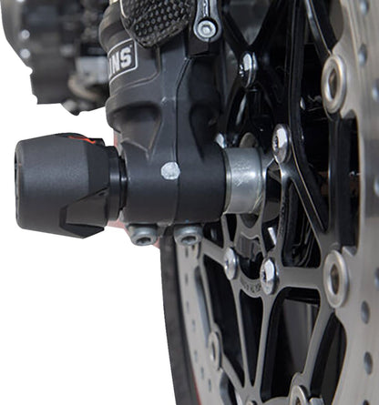 SW-MOTECH FRONT AXLE SLIDER SET BLACK Tiger 800 models / SpeedTr 1050 / Ténéré STP.11.176.10001/B