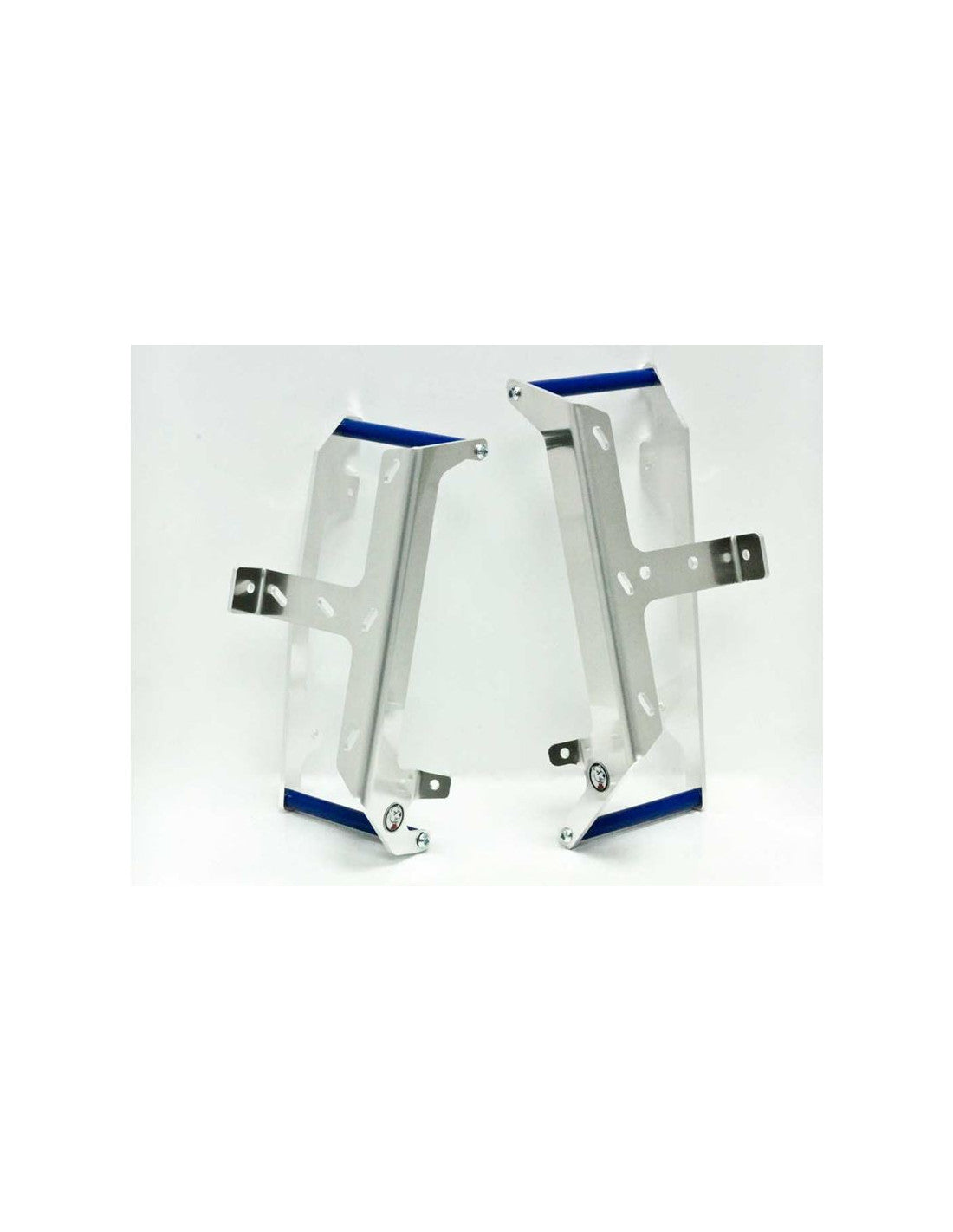 Radiator braces in aluminum with blue spacers for Yamaha YZ250 - YZ250X