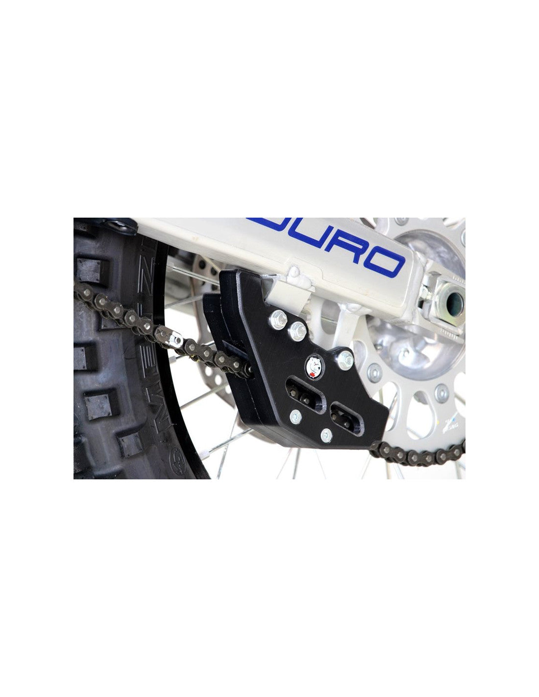 Vue avant du guide chaine noir en plastique UHMW pour Honda