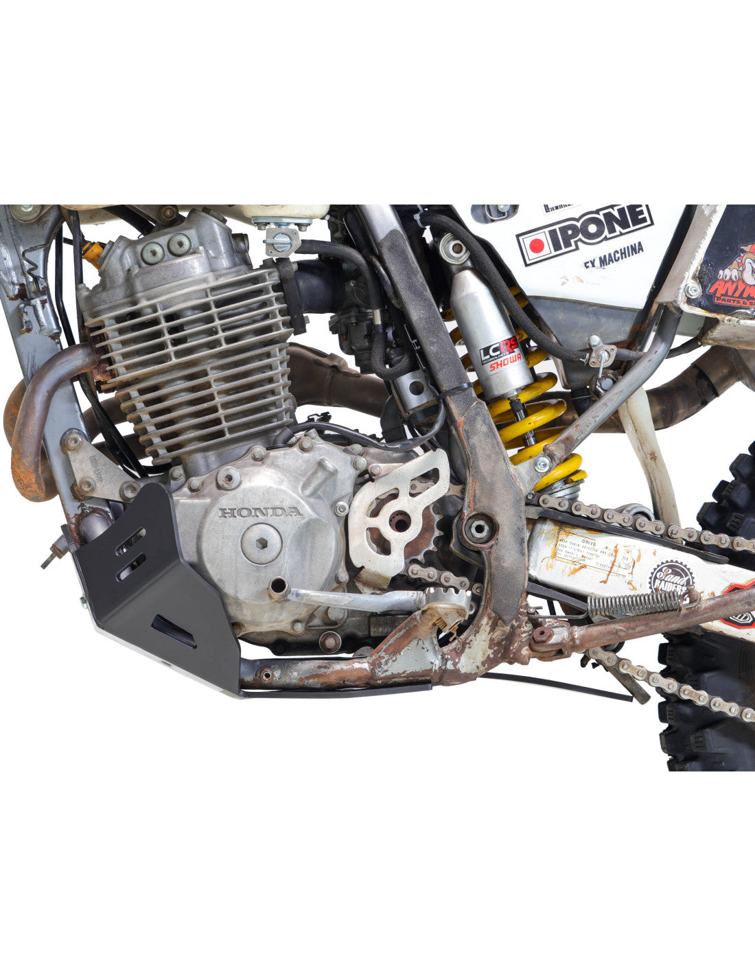 6mm black HDPE plastic skid plate for Honda XR400R with linkage guard