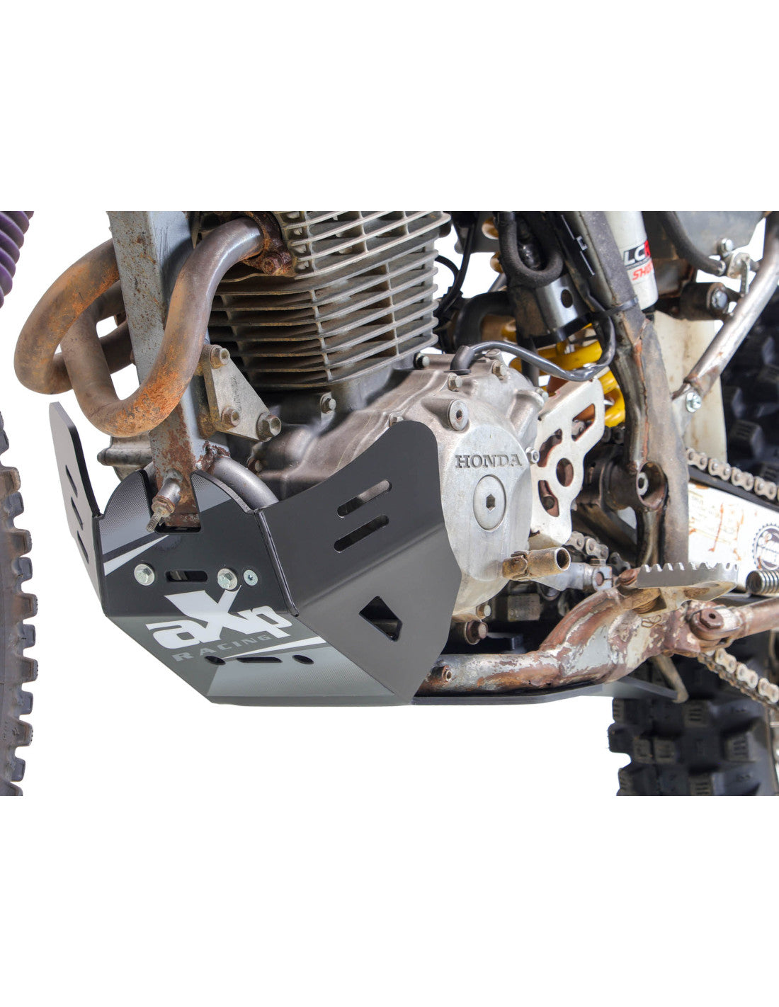 6mm black HDPE plastic skid plate for Honda XR400R with linkage guard