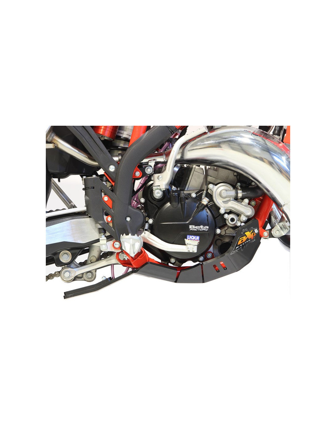 Right side of the black HDPE plastic skid plate with linkage guard for Beta 125RR - 200RR