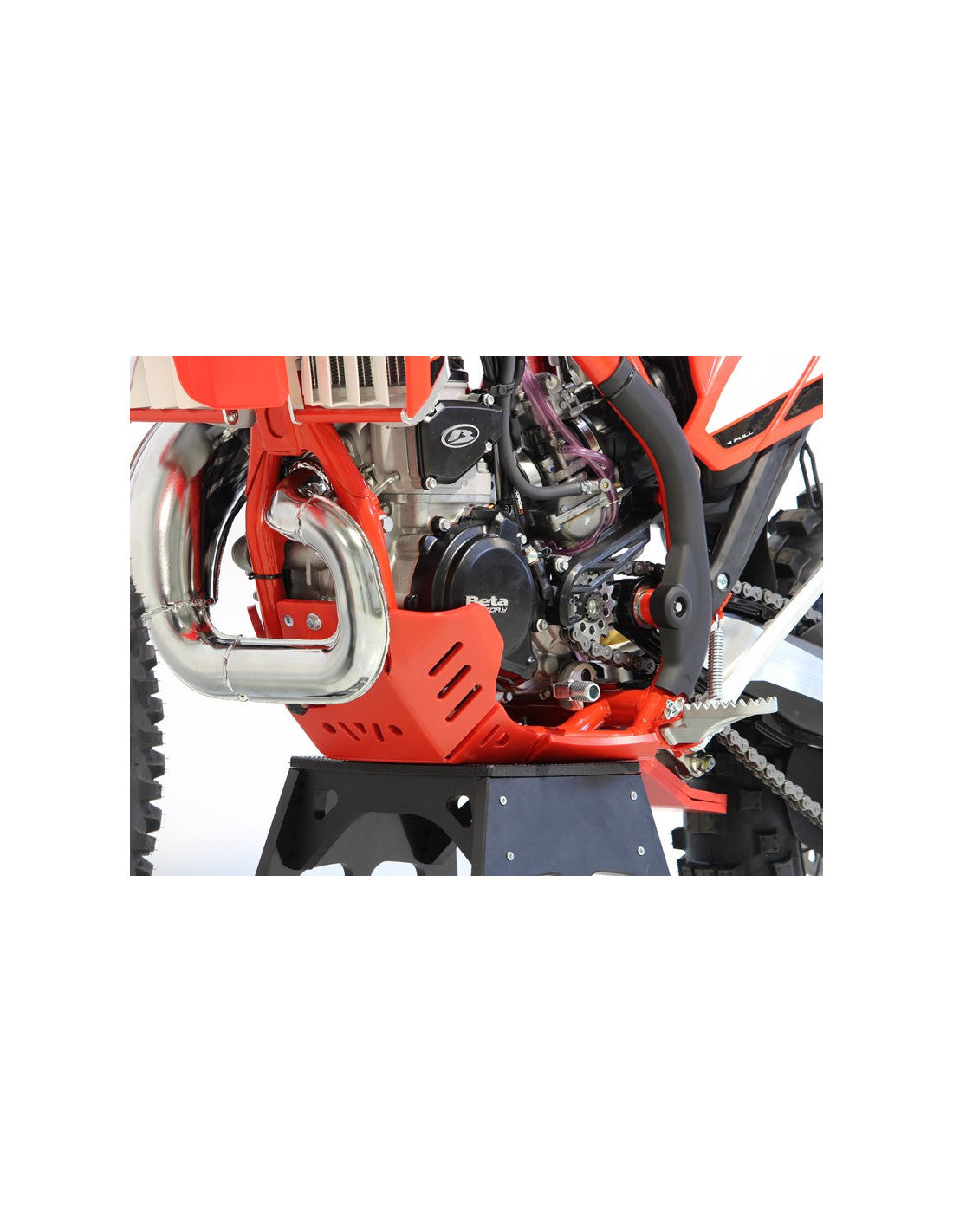 Côté gauche du sabot rouge en plastique PEHD avec protection de biellette pour Beta 250 et 300Xtrainer