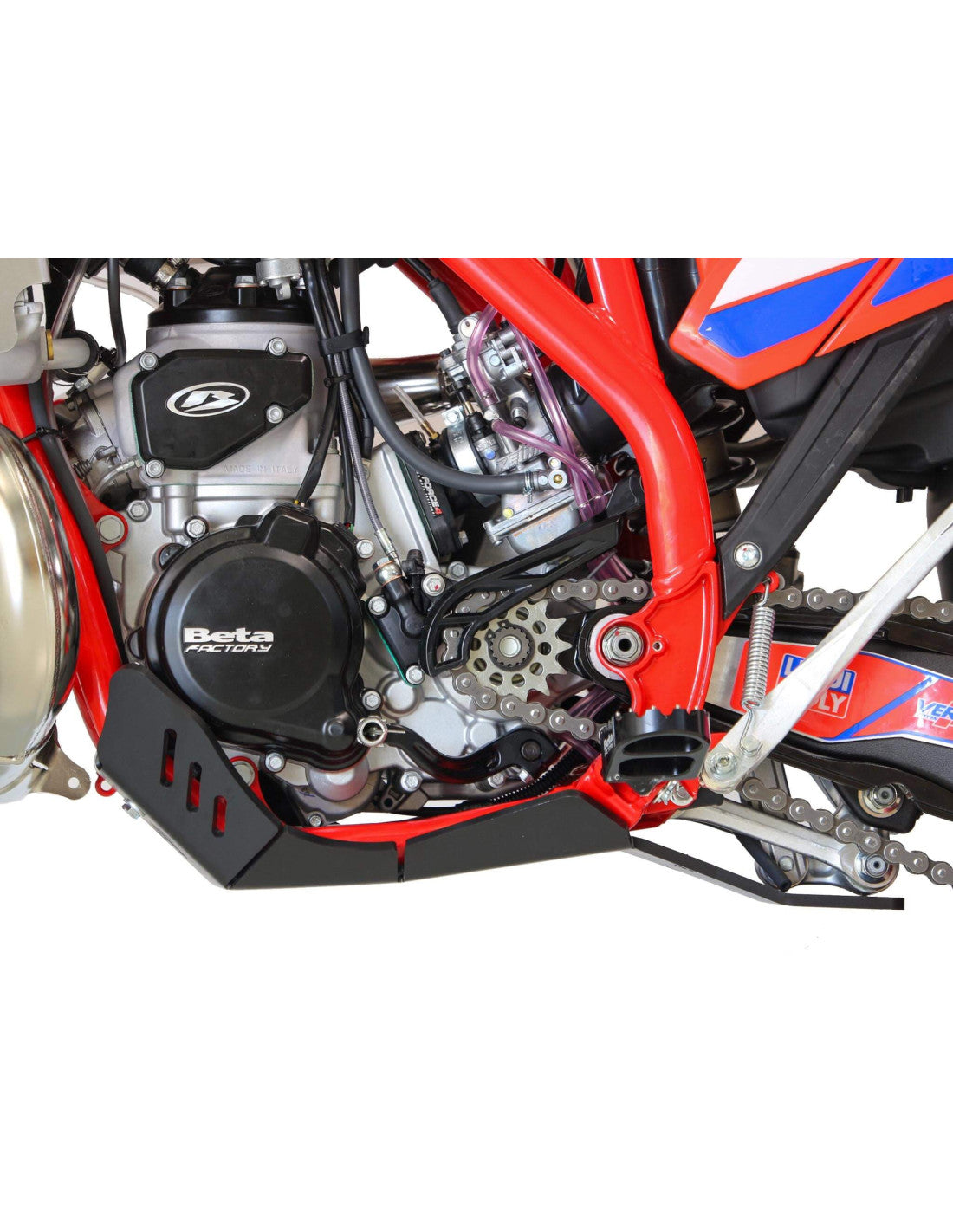 Côté gauche du sabot noir en plastique PEHD avec protection de biellette pour Beta 250RR Racing et 300RR Racing