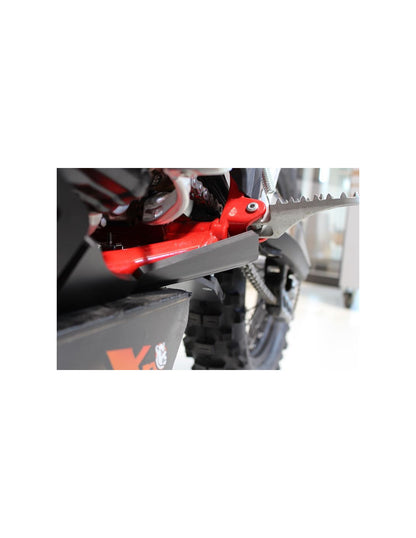 Left side of the black HDPE plastic skid plate with linkage guard for Beta 250RR - 300RR