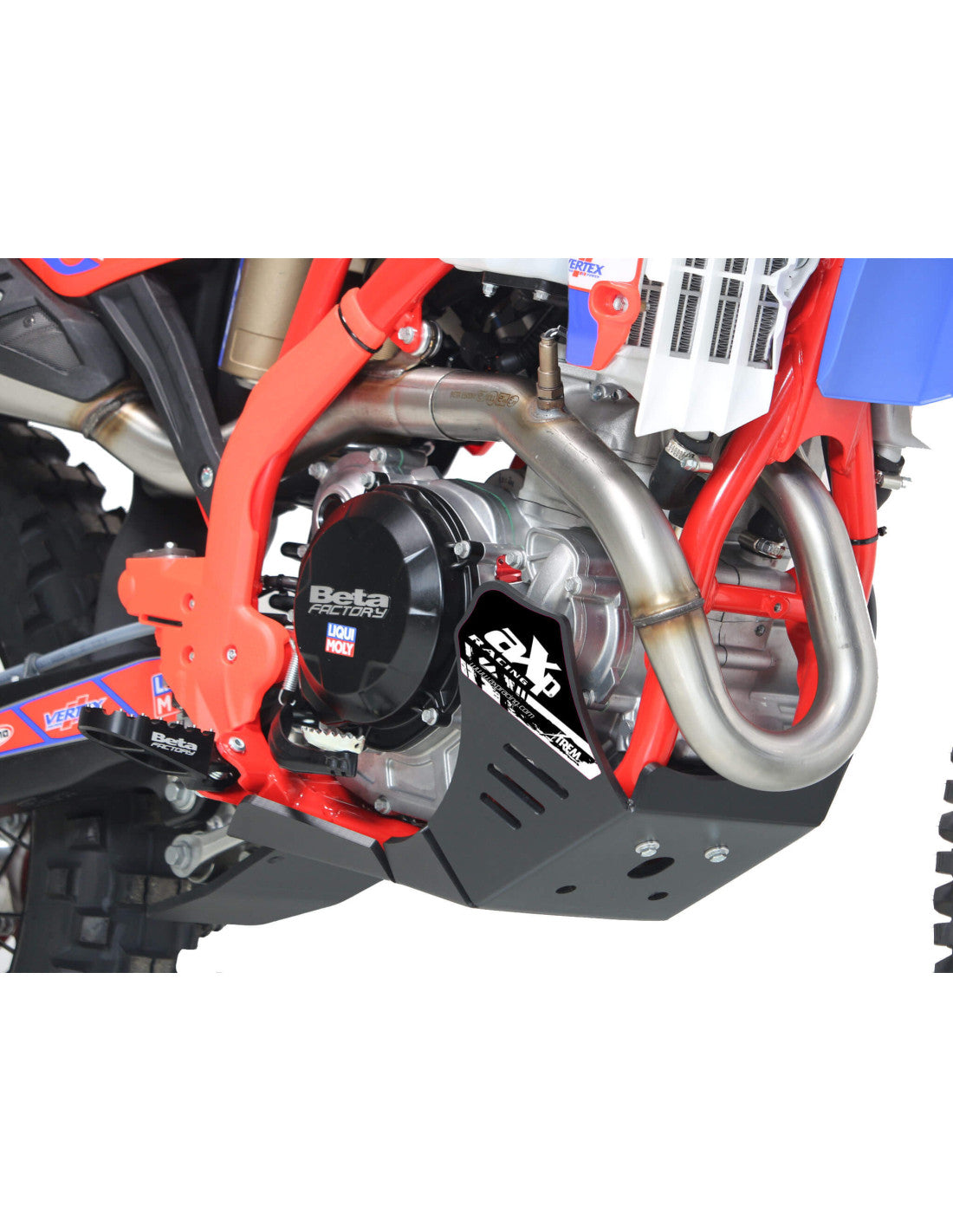 Black HDPE plastic skid plate with linkage guard for Beta 4T